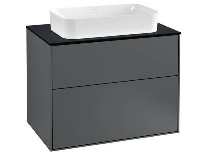 Villeroy & Boch, Waschbeckenunterschrank, V&B Waschtischunterschrank FINION 800x603x501mm Abdpl Glas bl ma anthr. ma (80 x 50 x 60.5 cm) von Villeroy-&-Boch