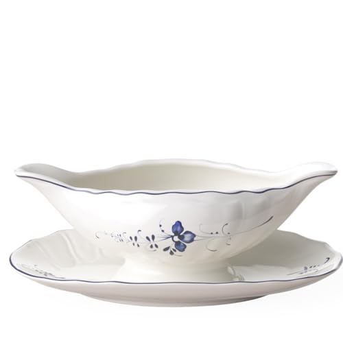 Villeroy & Boch Vieux Luxembourg Sauciere, 400 ml, Premium Porzellan, Weiß/Blau von Villeroy & Boch