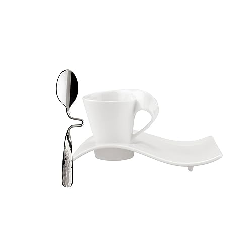 Villeroy & Boch – Newwave Caffè Espresso-Set Inkl. Löffel, 3 Teilig, Geschirr Set Für Eleganten Kaffeegenuss, Premium Porzellan/Edelstahl, Spülmaschinengeeignet von Villeroy & Boch