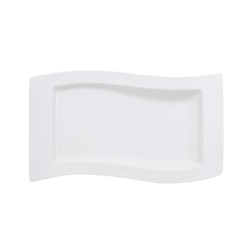 Villeroy und Boch NewWave Servierplatte, eckiger Servierteller, mit geschwungenen Linien, Premium Porzellan, spülmaschinengeeignet, weiß, 49 x 30 cm Villeroy und Boch NewWave Servierplatte, eckiger Servierteller, mit geschwungenen Linien, Premium Porzellan, spülmaschinengeeignet, weiß, 49 x 30 cm von Villeroy & Boch
