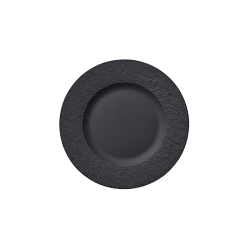 Villeroy & Boch – Manufacture Rock Frühstücksteller 22 Cm, Spülmaschinenfest, Mikrowellensicher, Kuchenteller Schwarz, Teller, Kaffeegeschirr, Geschirr Schwarz, Matt, Schieferoptik, Premium Porzellan von Villeroy & Boch