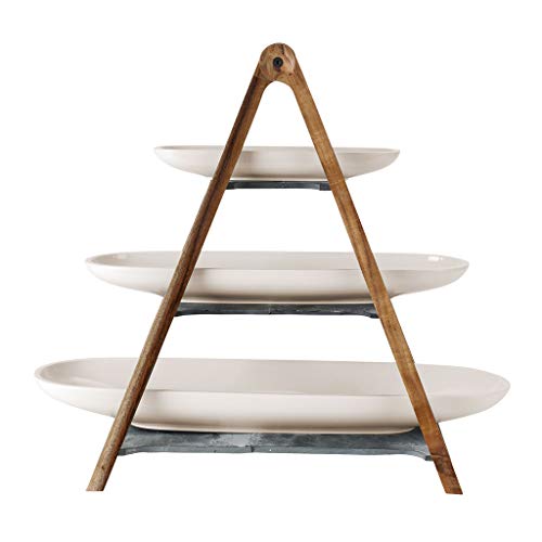 Villeroy & Boch – Artesano Original Etagere, 4-Teilig, 3-Stöckige Etagere Aus Porzellan Und Holz, Geeignet Für Obst, Premium Porzellan/Naturschiefer/Holz von Villeroy & Boch