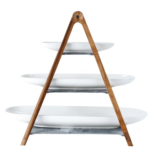 Villeroy & Boch – Artesano Original Etagere, 4-Teilig, 3-Stöckige Etagere Aus Porzellan Und Holz, Geeignet Für Obst, Premium Porzellan/Naturschiefer/Holz von Villeroy & Boch