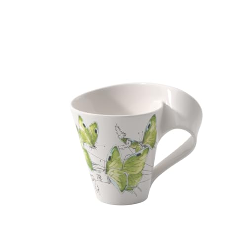 Villeroy & Boch NewWave Caffè Kaffeebecher Deep Green Hairstreak, 300 ml, Höhe: 11 cm, Premium Porzellan, Grün von Villeroy & Boch