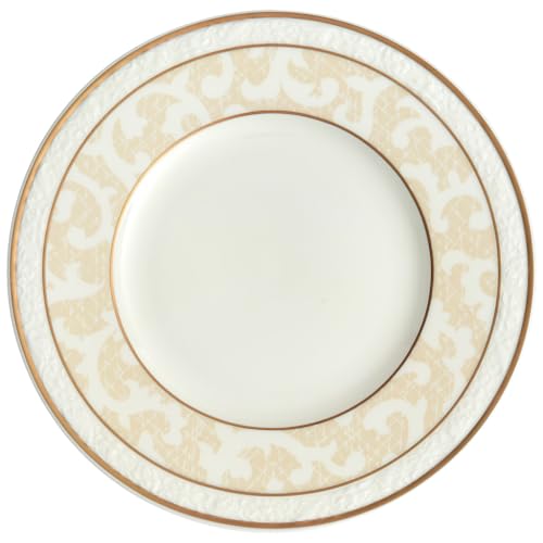 Villeroy und Boch - Ivoire Brotteller, kleiner Speiseteller mit Goldrändern und Ornamenten aus Premium Bone Porzellan, spülmaschinenfest, 180 mm von Villeroy & Boch