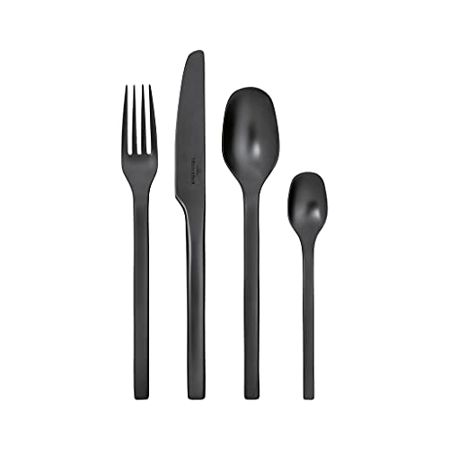 Villeroy & Boch Manufacture Cutlery Tafelbesteck für bis zu 4 Personen, 16-teilig, Edelstahl, Schwarz von Villeroy & Boch