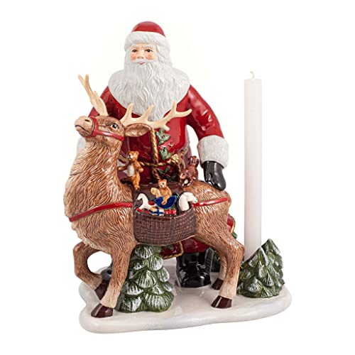 Villeroy und Boch - Christmas Toy's Memory "Santa mit Hirsch", dekorative Figur aus Hartporzellan, für Stabkerzen geeignet, bunt, 30 x 24 x 35 cm von Villeroy & Boch