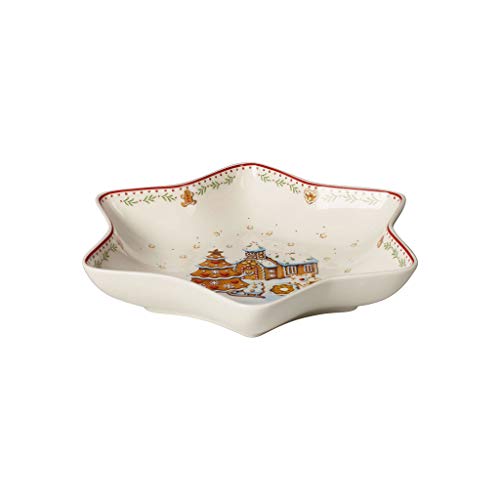 Villeroy und Boch Winter Bakery Delight Sternschale mittel, Lebkuchendorf, Schale für Plätzchen, Premium Porzellan, rot, bunt, 24,5 cm von Villeroy & Boch