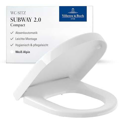 Villeroy & Boch WC-Sitz Subway 2.0 Compact - Toilettendeckel Weiß glänzend mit Absenkautomatik - Abnehmbarer, bruchsicherer Toilettensitz aus Duroplast - Klodeckel D-Form - Original Ersatzteil Villeroy & Boch WC-Sitz Subway 2.0 Compact - Toilettendeckel Weiß glänzend mit Absenkautomatik - Abnehmbarer, bruchsicherer Toilettensitz aus Duroplast - Klodeckel D-Form - Original Ersatzteil von Villeroy & Boch
