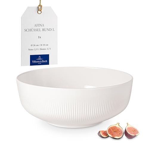 Villeroy & Boch - Afina Schüssel Aus Premium Porzellan, Große Schüssel Zum Servieren, Made In Germany, Spülmaschinenfest Und Mikrowellensicher, Stapelbar, Weiß von Villeroy & Boch