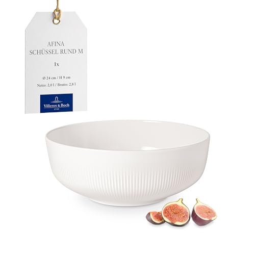 Villeroy & Boch - Afina Schüssel Aus Premium Porzellan, Mittelgroße Schüssel Zum Servieren, Made In Germany, Spülmaschinenfest Und Mikrowellensicher, Stapelbar, Weiß von Villeroy & Boch