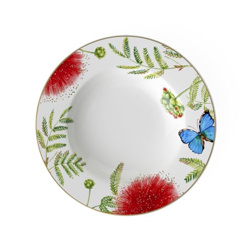 Villeroy und Boch - Amazonia Anmut Suppenteller, farbenfroher, tiefer Teller mit exotischen Blumenmotiven aus Premium Porzellan, spülmaschinenfest, 24cm von Villeroy & Boch