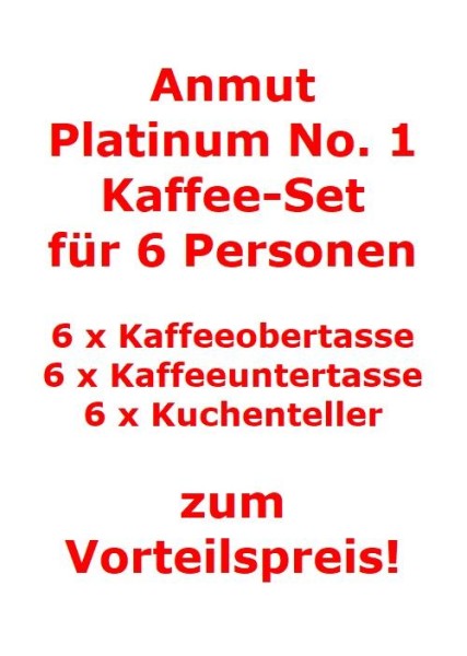 Villeroy & Boch Anmut Platinum No.1 Kaffee-Set für 6 Personen / 18 Teile von Villeroy & Boch