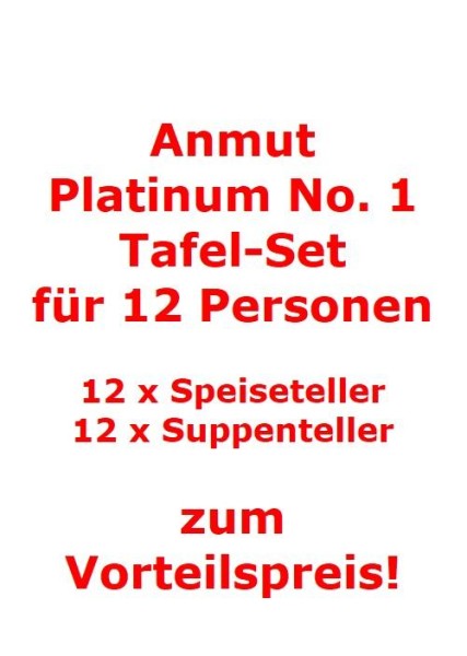 Villeroy & Boch Anmut Platinum No.1 Tafel-Set für 12 Personen / 24 Teile von Villeroy & Boch