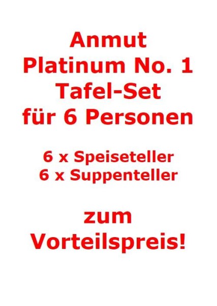 Villeroy & Boch Anmut Platinum No.1 Tafel-Set für 6 Personen / 12 Teile von Villeroy & Boch