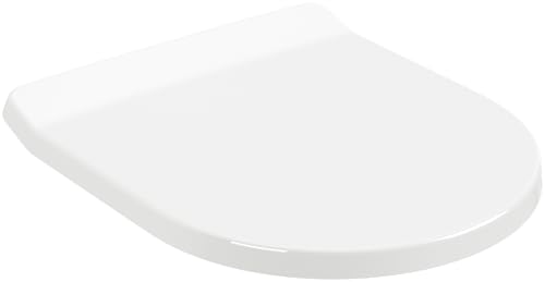 Villeroy & Boch Architectura WC-Sitz SlimSeat, Toilettendeckel mit Absenkautomatik, abnehmbarer Toilettensitz aus bruchsicherem Duroplast, Klodeckel Original Ersatzteil, D-Form, Weiß Alpin, glänzend von Villeroy & Boch