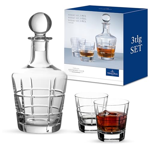 Villeroy und Boch - Ardmore Club Whisky Set 3tlg., Whisky-Set mit Karaffe und Gläsern, Kristallglas, klar, 0,75 ml und 320 ml von Villeroy & Boch