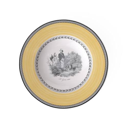 Villeroy und Boch Audun Chasse Suppenteller, 24 cm, Premium Porzellan, Weiß/Grau/Gelb von Villeroy & Boch