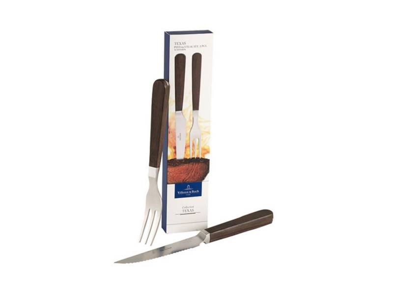 Villeroy & Boch Besteck-Set Texas Pizza-/Steakbesteck Set 2tlg., Edelstahl 18/10 / Holz von Villeroy & Boch