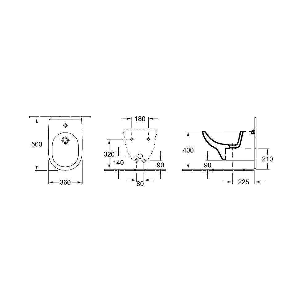 Villeroy & Boch Bidet O.novo 560x360x320mm Oval wandhängend Weiß Alpin CeramicPlus 546000R1 von Villeroy & Boch