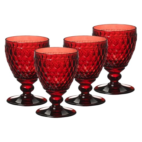 Villeroy & Boch Weißweingläser Boston Coloured, Red, 4er Set, 230 ml, Farbige Weingläser mit Facettenmuster, Kristallglas, Spülmaschinengeeignet von Villeroy & Boch