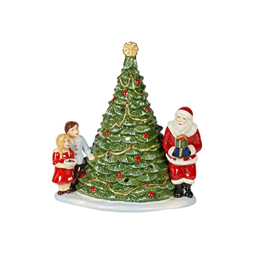 Villeroy und Boch Christmas Toy's Santa am Baum, dekorative Figur aus Hartporzellan, Wachs, grün/bunt, 20 x 17 x 23 cm von Villeroy & Boch