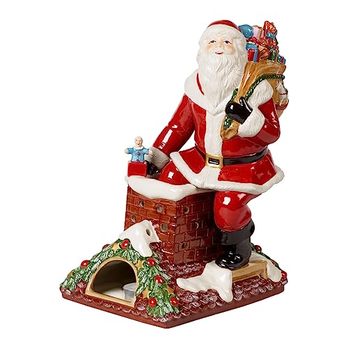 Villeroy und Boch Christmas Toys Memory Santa auf Dach, dekorative Weihnachtsmann-Figur aus Hartporzellan, bunt von Villeroy & Boch