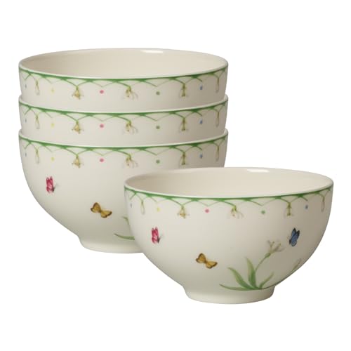 Villeroy & Boch Colourful Spring Bol 4er Set, 470 ml, Müslischale mit Schmetterling- und Blumen-Dekor, Premium Porzellan, Bunt von Villeroy & Boch