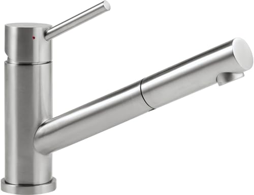 Villeroy & Boch Como Shower Küchenarmatur, Niederdruck, Wasserhahn Küche mit ausziehbarer Brause und 120° Schwenkbereich, Spültischarmatur wassersparend, Auslauf Höhe 120mm, Edelstahl massiv von Villeroy & Boch