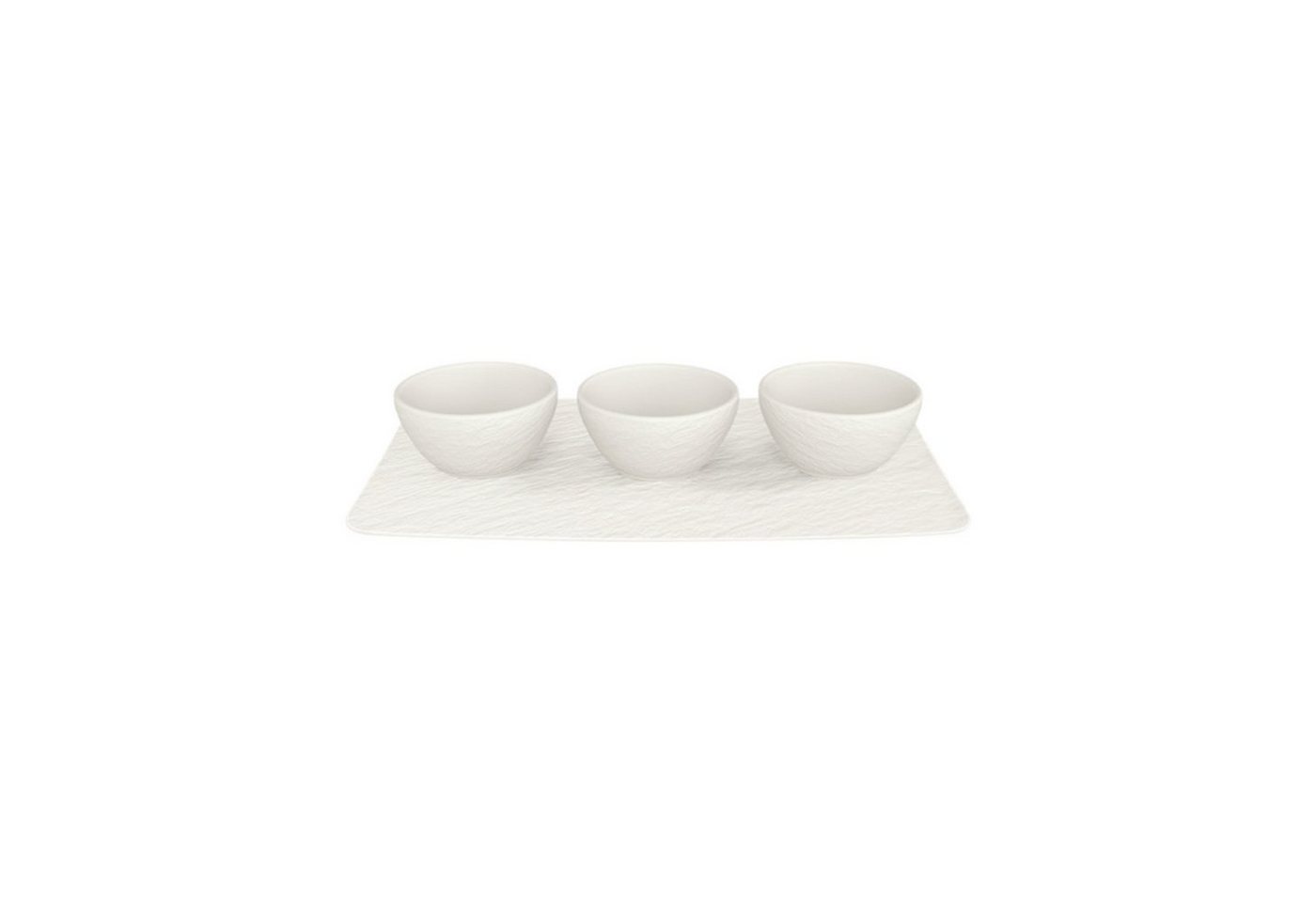 Villeroy & Boch Dipschale Manufacture Rock Dipschälchen-Set 3er Set, Porzellan, (3x Dipschale, 1x Teller, 3-tlg) von Villeroy & Boch