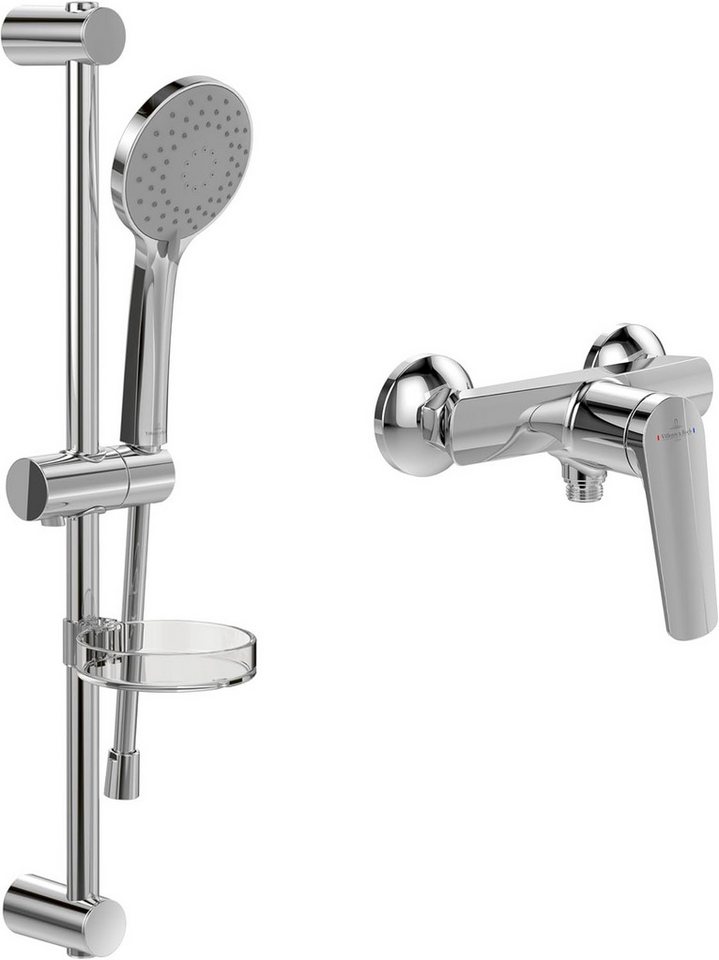 Villeroy & Boch Duscharmatur Oasis Duschset Armatur, Handbrause, Schlauch, Duschstange, Handbrausehalter, Chrom von Villeroy & Boch