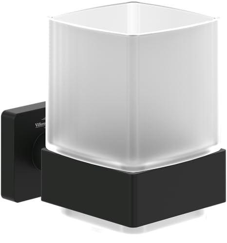Villeroy & Boch Elements - Striking Glashalter, Zahnbürstenhalter für Wandmontage, Zahnputzbecher aus satiniertem Glas mit Halterung aus Messing, eckig, Matt Black Villeroy & Boch Elements - Striking Glashalter, Zahnbürstenhalter für Wandmontage, Zahnputzbecher aus satiniertem Glas mit Halterung aus Messing, eckig, Matt Black von Villeroy & Boch