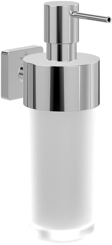 Villeroy & Boch Elements - Striking Seifenspender, Seifenspender Bad für Wandmontage, Seifenspender aus satiniertem Glas mit Halterung aus Messing, Füllmenge 230ml, Chrom Villeroy & Boch Elements - Striking Seifenspender, Seifenspender Bad für Wandmontage, Seifenspender aus satiniertem Glas mit Halterung aus Messing, Füllmenge 230ml, Chrom von Villeroy & Boch