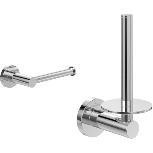 Villeroy & Boch Elements - Tender Accessoire-Set (2 in 1 Bundle), Toilettenpapierhalter ohne Deckel und Reserve-Toilettenpapierhalter,Chrom von Villeroy & Boch