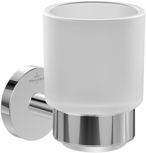 Villeroy & Boch Elements - Tender Glashalter, Zahnbürstenhalter für Wandmontage, Zahnputzbecher aus satiniertem Glas mit Halterung aus Zink, rund, Chrom Villeroy & Boch Elements - Tender Glashalter, Zahnbürstenhalter für Wandmontage, Zahnputzbecher aus satiniertem Glas mit Halterung aus Zink, rund, Chrom von Villeroy & Boch
