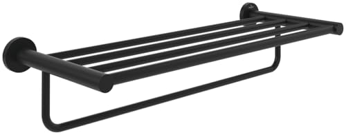 Villeroy & Boch Elements - Tender Handtuchablage, Handtuchhalter mit Ablage für Wandmontage, Handtuchablage mit Handtuchstange, Länge 595 mm, rund, Matt Black von Villeroy & Boch