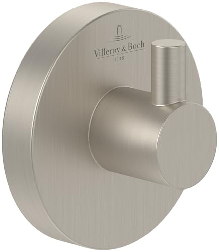Villeroy & Boch Elements - Tender Handtuchhaken, Handtuchhalter für Wandmontage, Wandhaken aus Zink, Zubehör Bad, Badhaken rund, 54 x 32 x 54 mm, Brushed Nickel Matt von Villeroy & Boch