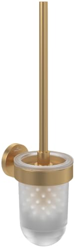 Villeroy & Boch Elements - Tender Toilettenbürstengarnitur, Toilettenbürstenhalter für Wandmontage, WC-Bürstengarnitur mit Behälter aus satiniertem Glas, rund, Brushed Gold von Villeroy & Boch