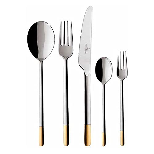 Villeroy & Boch – Ella Teilvergoldet Tafelbesteck Gold 30 Teilig 6 Personen, Spülmaschinenfest, Rostfrei, Besteckset, Besteck Set, Vergoldetes Besteck, Essbesteck, Edelstahl/Blattgold-Applikationen von Villeroy & Boch