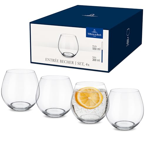 Villeroy & Boch - Entrée - Wassergläser Set 4x570ml Klar Spülmaschinenfest Für Alltag Besondere Anlässe Kristallglas Langlebig Stilvolle Gläser Für Getränke von Villeroy & Boch