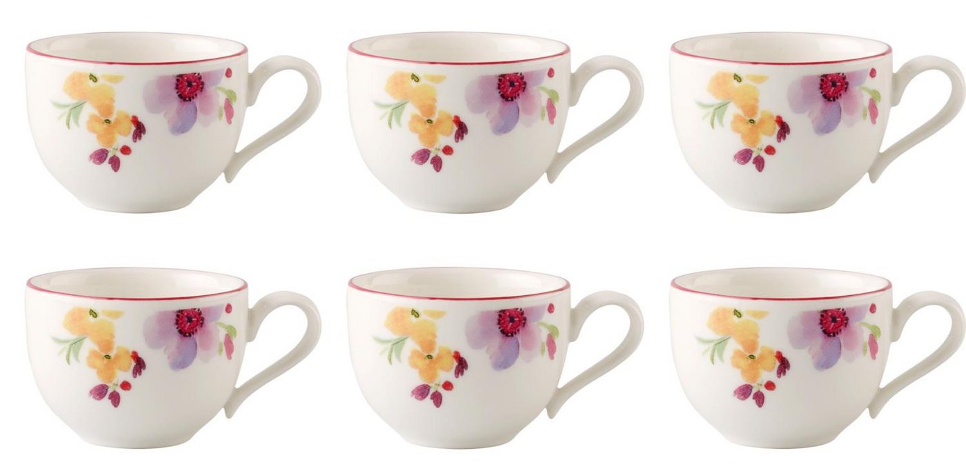 Villeroy & Boch Tasse Mariefleur Basic, Porzellan, Spülmaschinengeeignet, Mehrfarbig, Motiv: Blumen von Villeroy & Boch