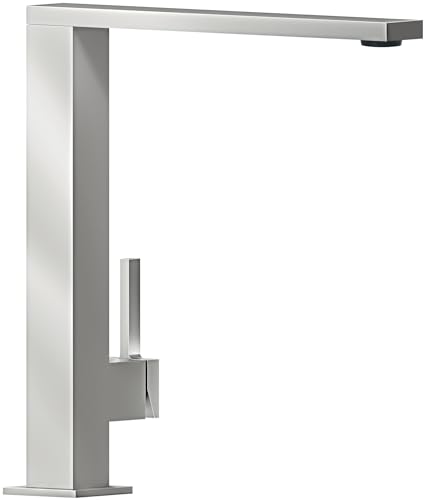 Villeroy & Boch Finera Square Küchenarmatur, Hochdruck, Wasserhahn Küche mit Keramikkartusche und 360° Schwenkbereich, Spültischarmatur wassersparend, Auslauf Höhe 251mm, Edelstahl massiv von Villeroy & Boch