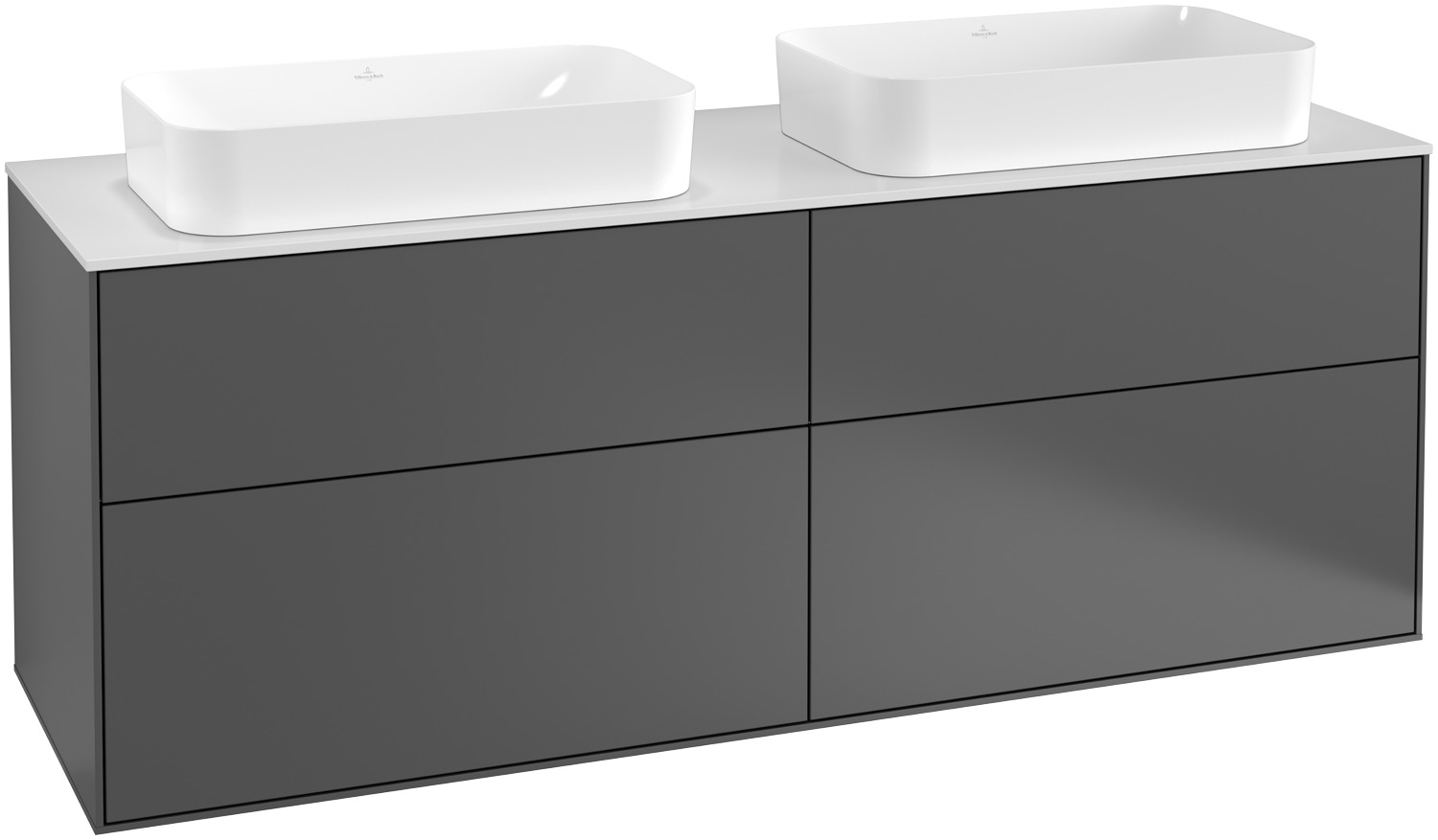 Villeroy & Boch Finion Waschtischunterschrank, 4 Auszüge, mit Beleuchtung, für 2 Waschbecken, mit Hahnoch, 1600x603x501mm, Glass Black Matt, G31200PC Villeroy & Boch Finion Waschtischunterschrank, 4 Auszüge, mit Beleuchtung, für 2 Waschbecken, mit Hahnoch, 1600x603x501mm, Glass Black Matt, G31200PC von Villeroy & Boch