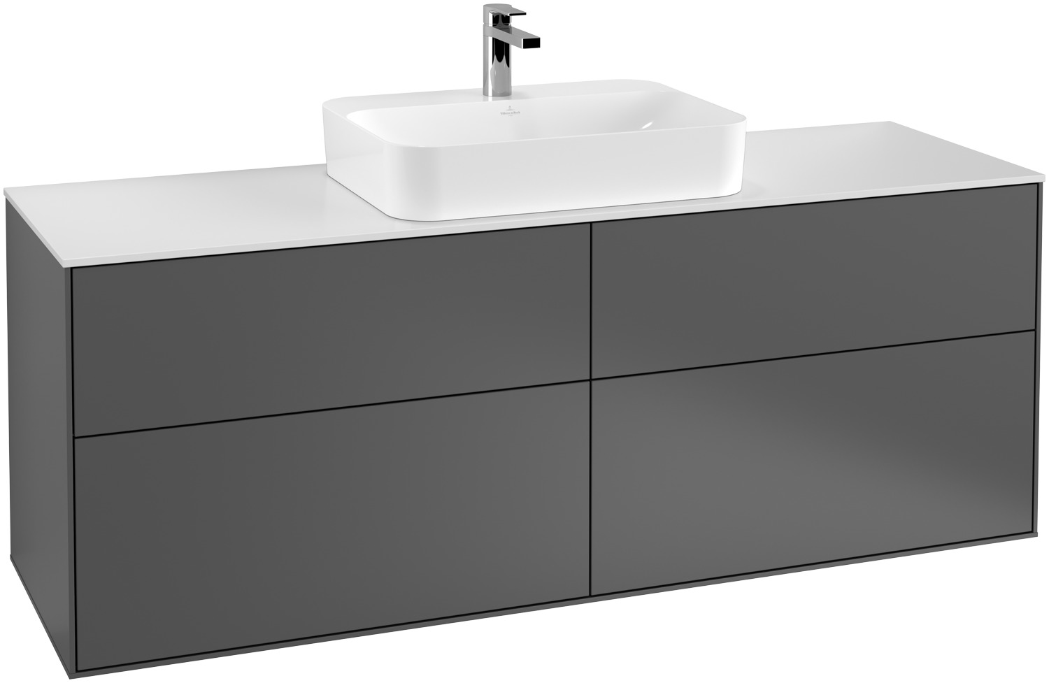Villeroy & Boch Finion Waschtischunterschrank, 4 Auszüge, mit Beleuchtung, Waschbecken mittig, 1600x603x501mm, Glass Black Matt, G44200GK Villeroy & Boch Finion Waschtischunterschrank, 4 Auszüge, mit Beleuchtung, Waschbecken mittig, 1600x603x501mm, Glass Black Matt, G44200GK von Villeroy & Boch