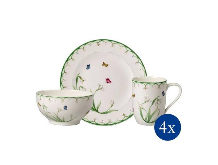 Villeroy & Boch Frühstücks-Geschirrset Colourful Spring Frühstücks-Set, 12tlg, für 4 Pers (12-tlg), 4 Personen, Porzellan, grün von Villeroy-&-Boch
