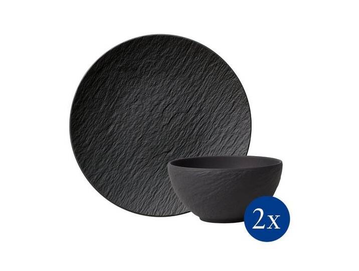 Villeroy & Boch Geschirr-Set Manufacture Rock Geschirr-Set (4-tlg), 2 Personen, Porzellan, schwarz von Villeroy-&-Boch