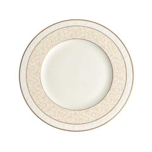 Villeroy und Boch - Ivoire Speiseteller, runder Essteller mit Goldrändern und Ornamenten aus Premium Bone Porzellan, spülmaschinenfest, 270 mm von Villeroy & Boch