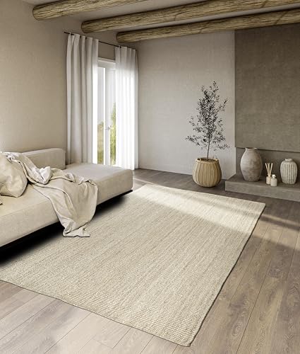 Villeroy & Boch Jute Teppich Rosalie - Natur Wohnzimmerteppich aus 100% Jute - Handgewebt & Natürlich - Boho Teppich Jute für Wohnzimmer, Schlafzimmer, Esszimmer – Natur Weiß, 160x230cm von Villeroy & Boch