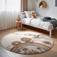 Villeroy & Boch Kinderteppich "Roar like a Lion" rund 9 mm Höhe Spielteppich weich, Kinderzimmer, Boho Kids Spielunterlage, Tieremotiv von Villeroy & Boch