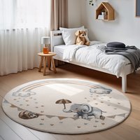 Villeroy & Boch Kinderteppich "Walk like an Elephant Rainbow" rund 9 mm Höhe Spielteppich weich, Kinderzimmer, Boho Kids Spielunterlage, Tieremotiv von Villeroy & Boch